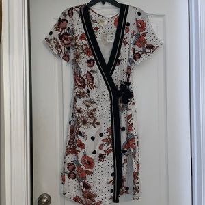 White Floral Wrap dress